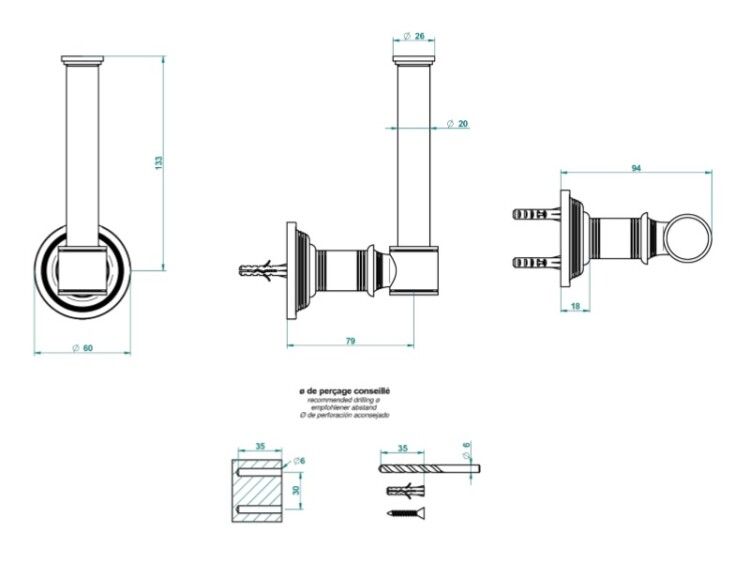 Держатель запасного рулона бумаги THG Paris West Coast With Metal Lever Handle 60x94 мм никель U9DB01542