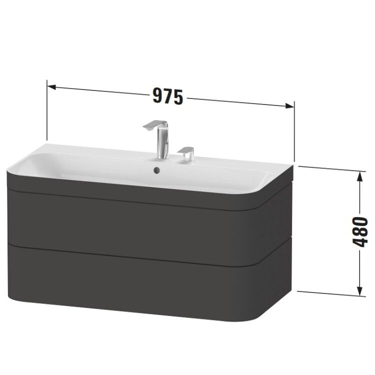 Тумба под раковину Duravit Happy D.2 Plus 975x490x480 мм с раковиной подвесная орех брашированный HP4638E6969