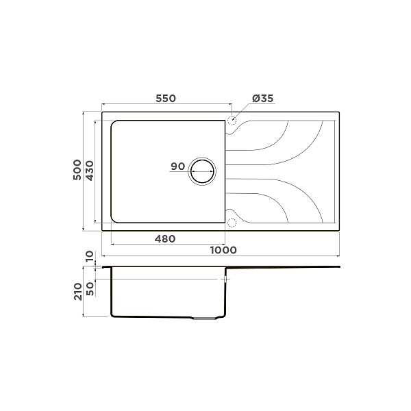 Кухонная мойка Omoikiri Yasugata 100 Tetogranit 100x50 см платина 4993851