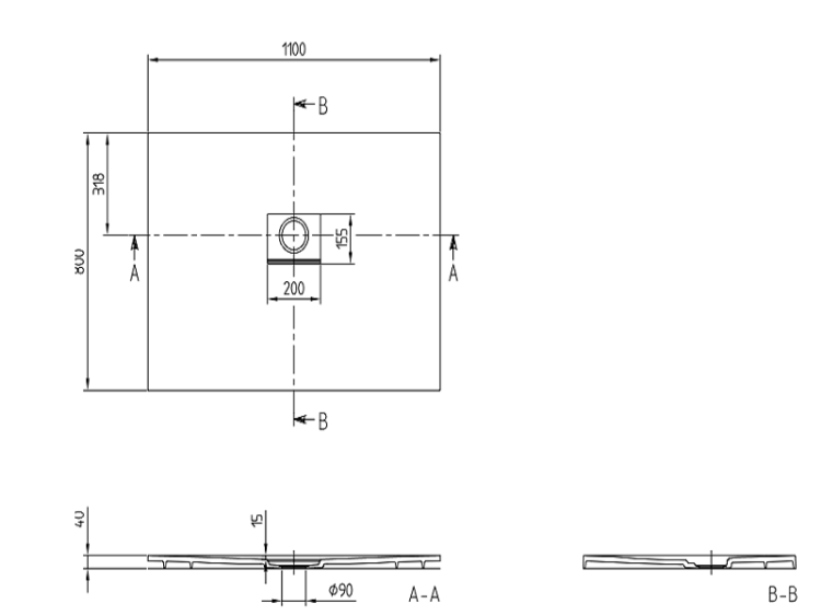 Душевой поддон Villeroy & Boch Squaro Infinity 1100x800x40 мм Stone White UDQ1180SQI2IVRW