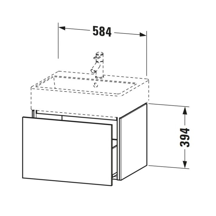 Тумба под раковину Duravit L-Cube 584x459x394 мм подвесная орех натуральный LC617507979