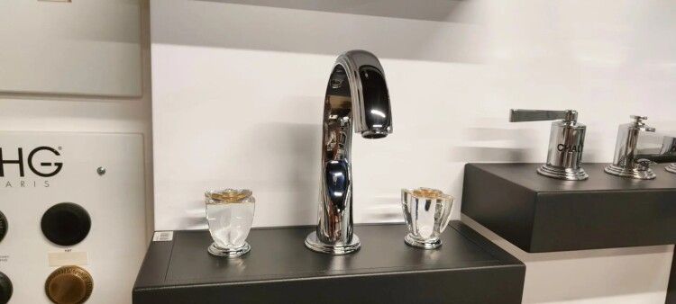 Смеситель для раковины THG Pétale de Cristal clair lisele dore двухвентильный хром U6EA02151