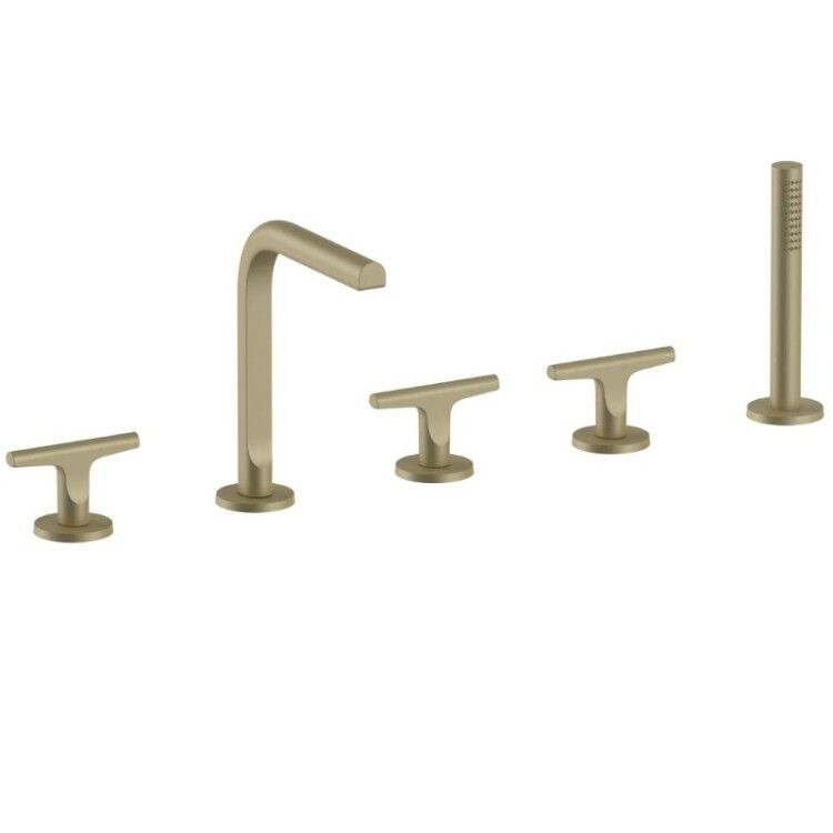 Смеситель для ванны и душа Fantini Sailing на борт ванны цвет Matt British Gold PVD 67P6J065