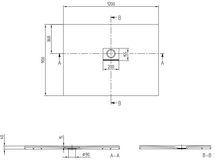 Душевой поддон Villeroy & Boch Squaro Infinity 1200x900x40 мм камень белый UDQ1290SQI2VRW