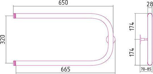 Полотенцесушитель водяной Стилье П-образный 65x34.8 см нержавеющая сталь 00002-3265