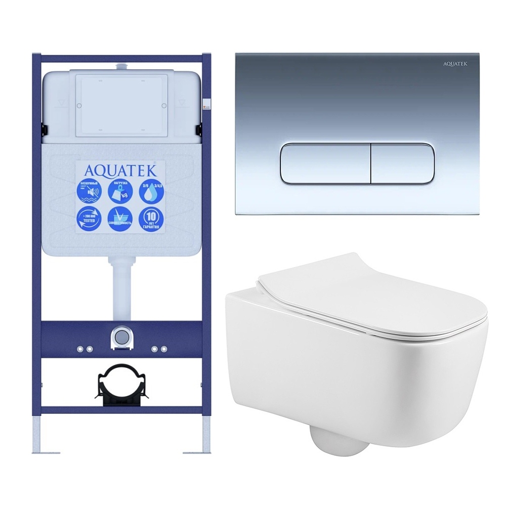 Комплект инсталляции 4 в 1 Aquatek Лугано-016 рама Standard INS-0000012 и унитаз AQ2002-00 ЛУГАНО-016 4в1