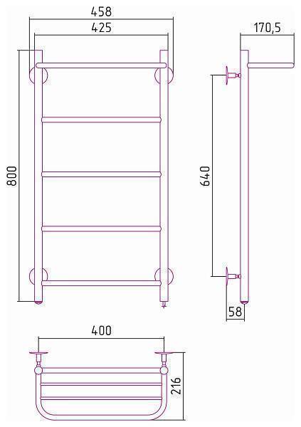 Полотенцесушитель электрический Стилье Формат 30 40x80 см без покрытия 00530-8040