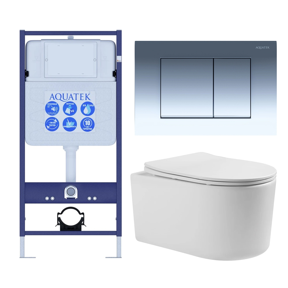 Комплект инсталляции 4 в 1 Aquatek Мия-010 рама Standard INS-0000012 и унитаз AQ2004-00 МИЯ-010 4в1