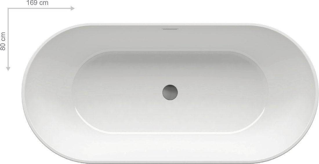 Ванна акриловая RAVAK Freedom 169х80 см отдельностоящая со сливом XC00100020