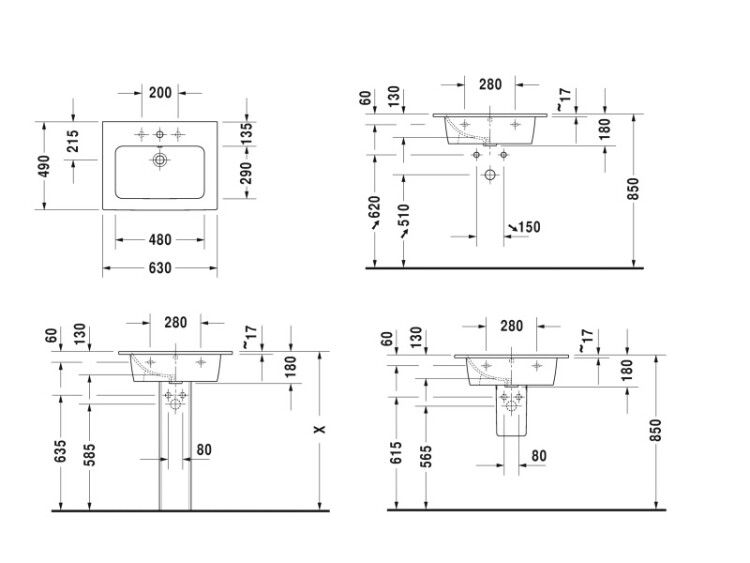 Раковина Duravit ME by Starck 630x490 мм без отверстия для смесителя цвет белый 2336630060