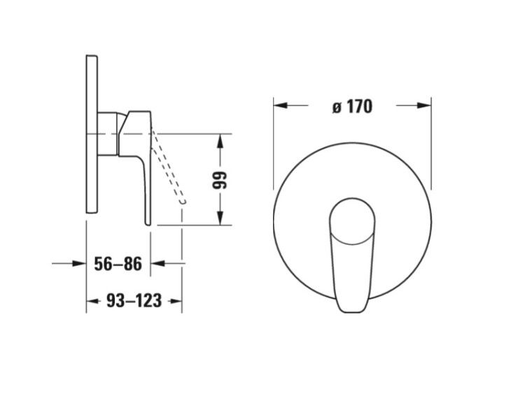 Смеситель для душа Duravit B.1 встраиваемый хром B14210010010