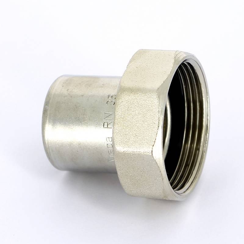 Муфта-вставка пресс с накидной гайкой Viega Sanpress Inox 35х1 1/2 ВР нержавеющая сталь 438227