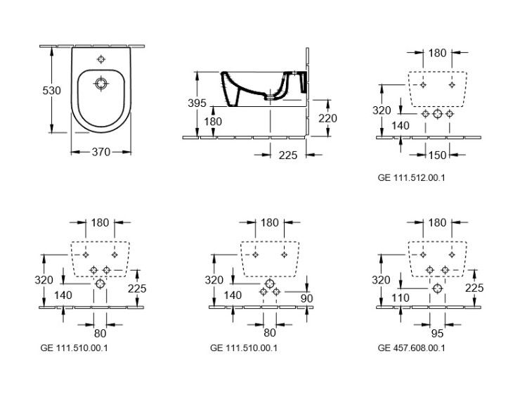 Биде подвесное Villeroy & Boch Avento 370x530 мм альпийский белый CeramicPlus 540500R1.