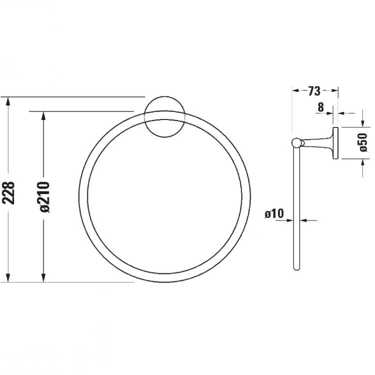 Полотенцедержатель-кольцо Duravit Starck T 210х228 мм Stainless steel Brushed 0099477000
