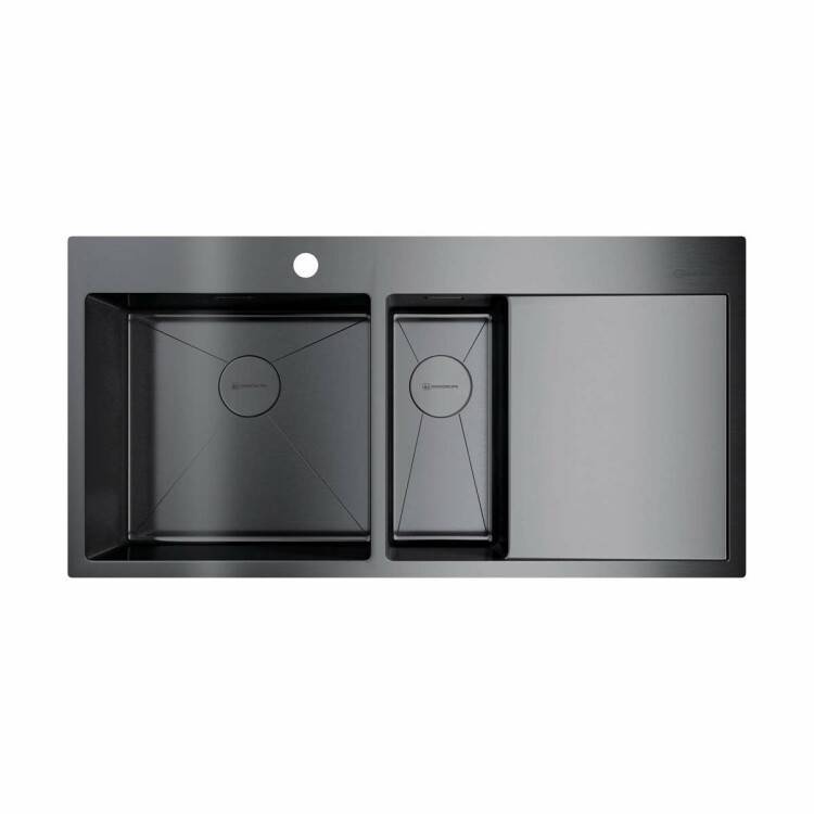 Мойка кухонная OMOIKIRI Akisame 1000х510 мм 2 чаши слева вороненая сталь 4973103