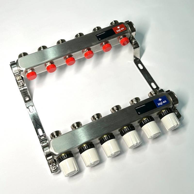 Коллекторная группа WATTS HKV-T 1 x 6 выходов 3/4 EK из нержавеющей стали 451W4306