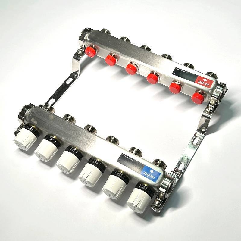 Коллекторная группа WATTS HKV-T 1 x 6 выходов 3/4 EK из нержавеющей стали 451W4306