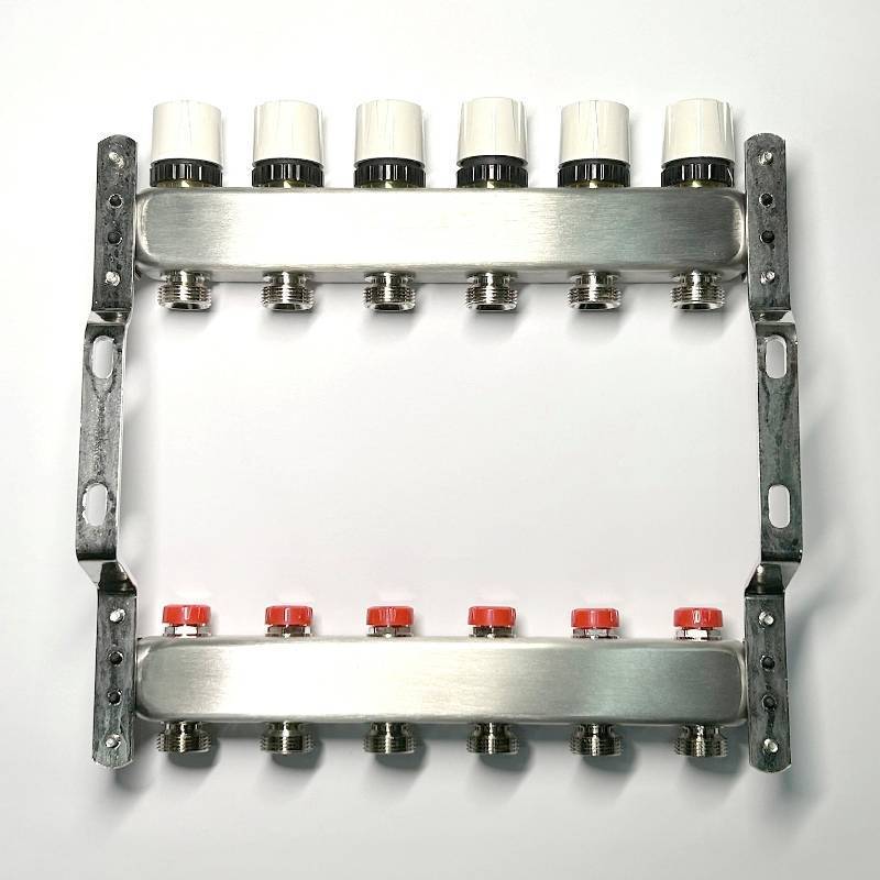 Коллекторная группа WATTS HKV-T 1 x 6 выходов 3/4 EK из нержавеющей стали 451W4306