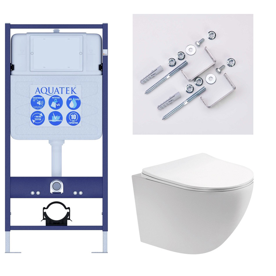 Комплект инсталляции 3 в 1 AQUATEK Европа T с унитазом AQ1900T-00 без клавиши SET AQUATEK ЕВРОПА T-KKI2