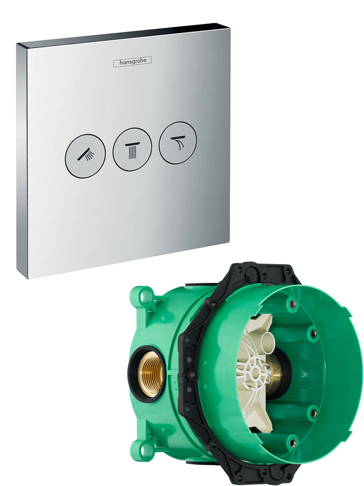 Комплект запорного и переключающего вентиля Hansgrohe ShowerSelect на 3 потребителя 15764000/01800180 15764000S