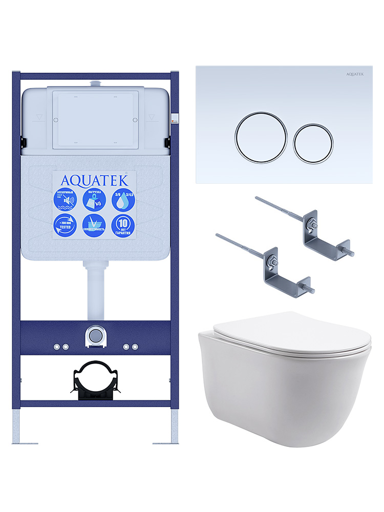 Комплект 4 в 1 инсталляция AQUATEK Standard INS-0000012 клавиша KDI-0000015 унитаз КЛАССИК AQ1111-00 КЛАССИК-015 4в1