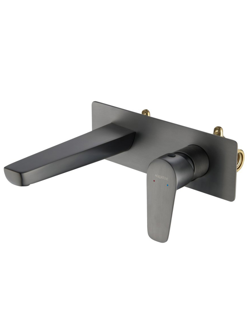 Смеситель для раковины AQUATEK БЕТТА настенный скрытого монтажа оружейная сталь AQ1113BGM
