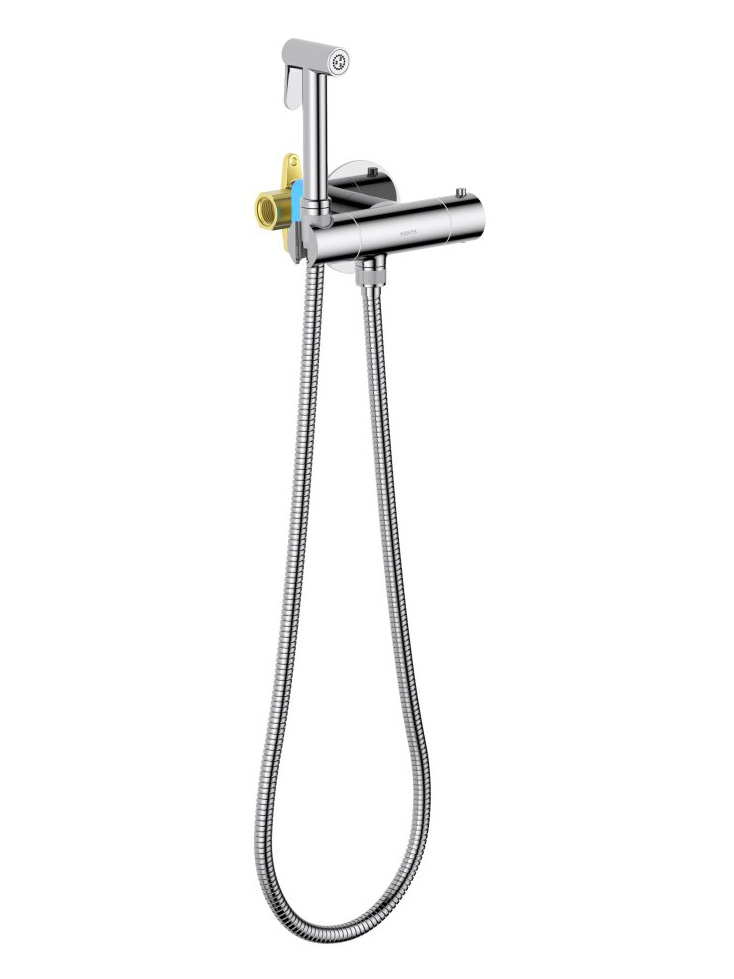 Комплект для гигиенического душа термостатический встроенный Aquanet Oberon смеситель, лейка, шланг, хром AQ1027CR
