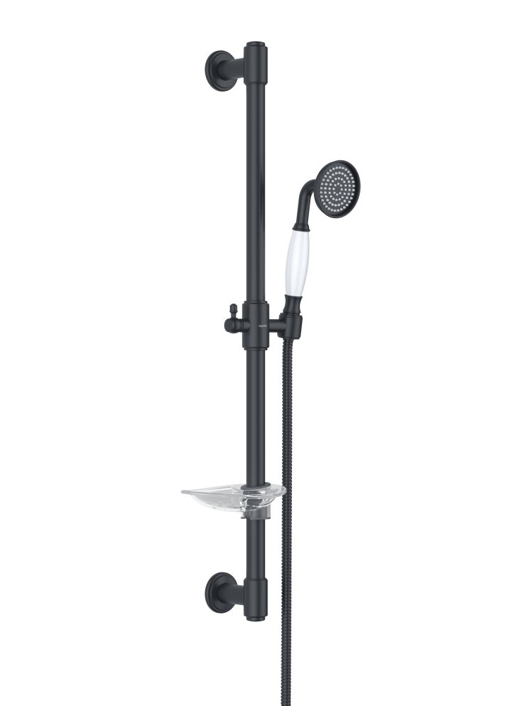Душевой гарнитур Aquanet Классик 1jet 65 см матовый черный AQ2020MB