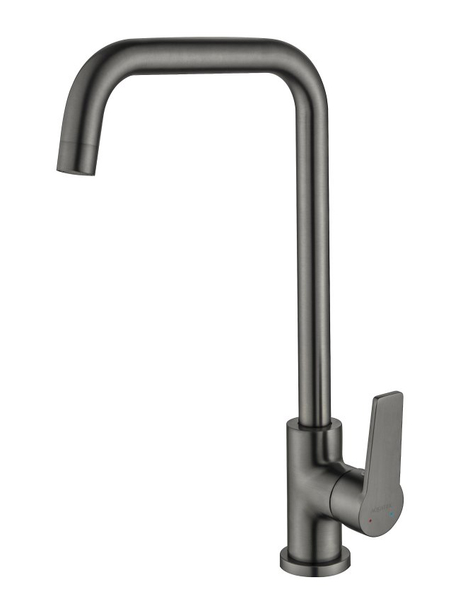 Смеситель для кухни Aquanet Лугано с квадратным изливом оружейная сталь AQ1781BGM