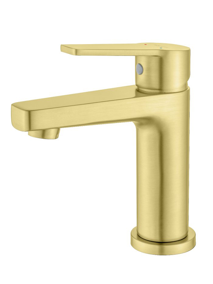 Смеситель для раковины Aquanet Лугано 106 мм без донного клапана шлифованное золото AQ1710BG