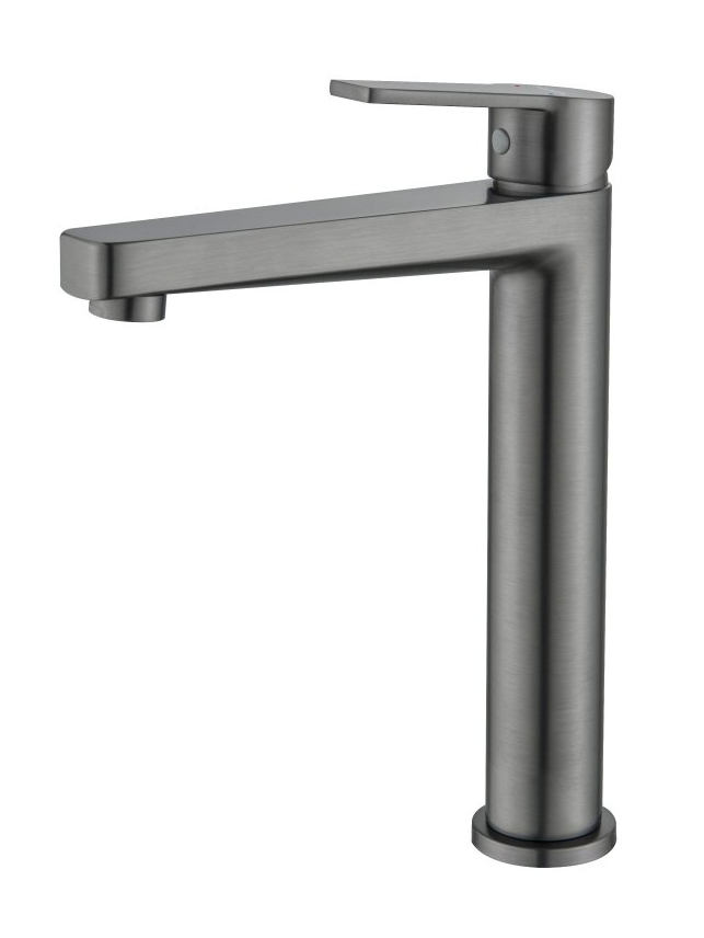 Смеситель для раковины Aquanet ЛУГАНО высокий 217 мм без донного клапана оружейная сталь AQ1704BGM