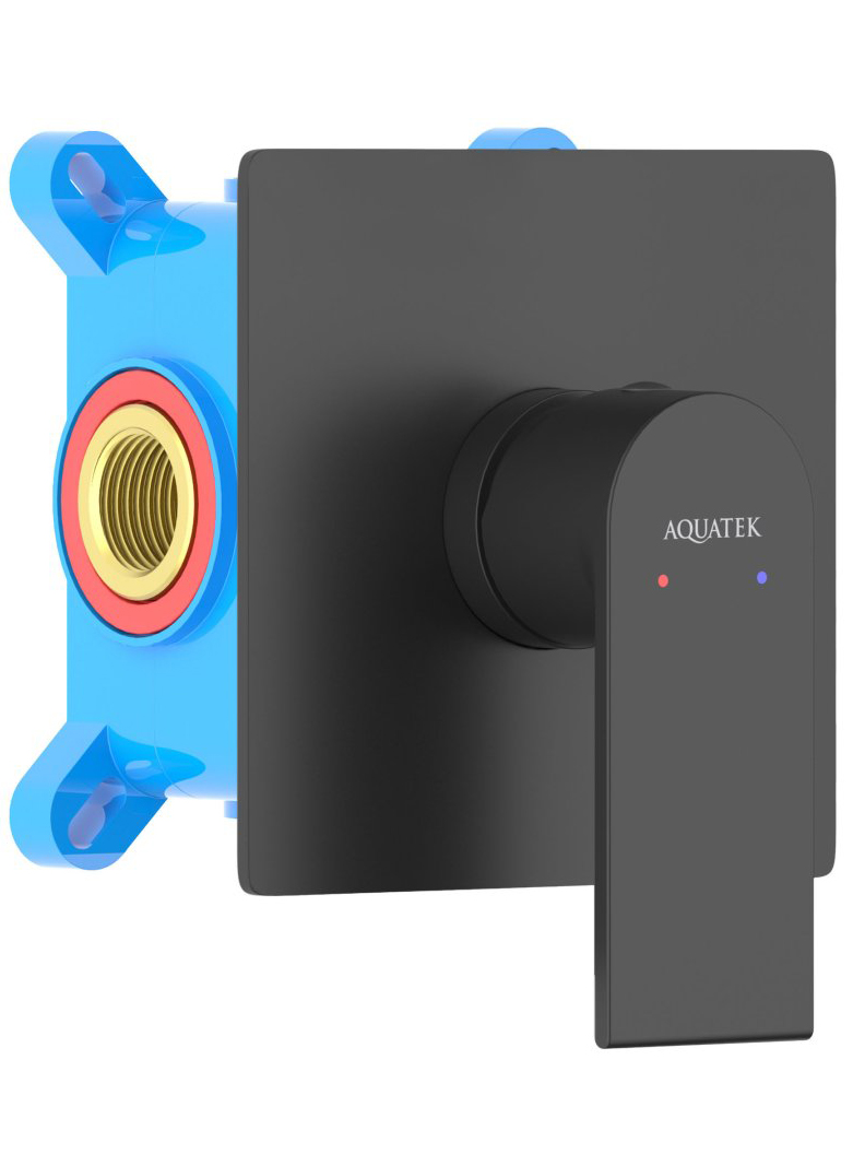 Смеситель для душа Aquanet ЛИРА скрытого монтажа 1 режим (внешняя и скрытая часть) матовый черный AQ1466MB