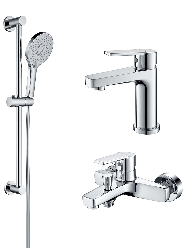 Набор смесителей 3 в 1 Aquanet Лугано (AQ1710CR + AQ1740CR + AQ2022CR) AQ1730CR