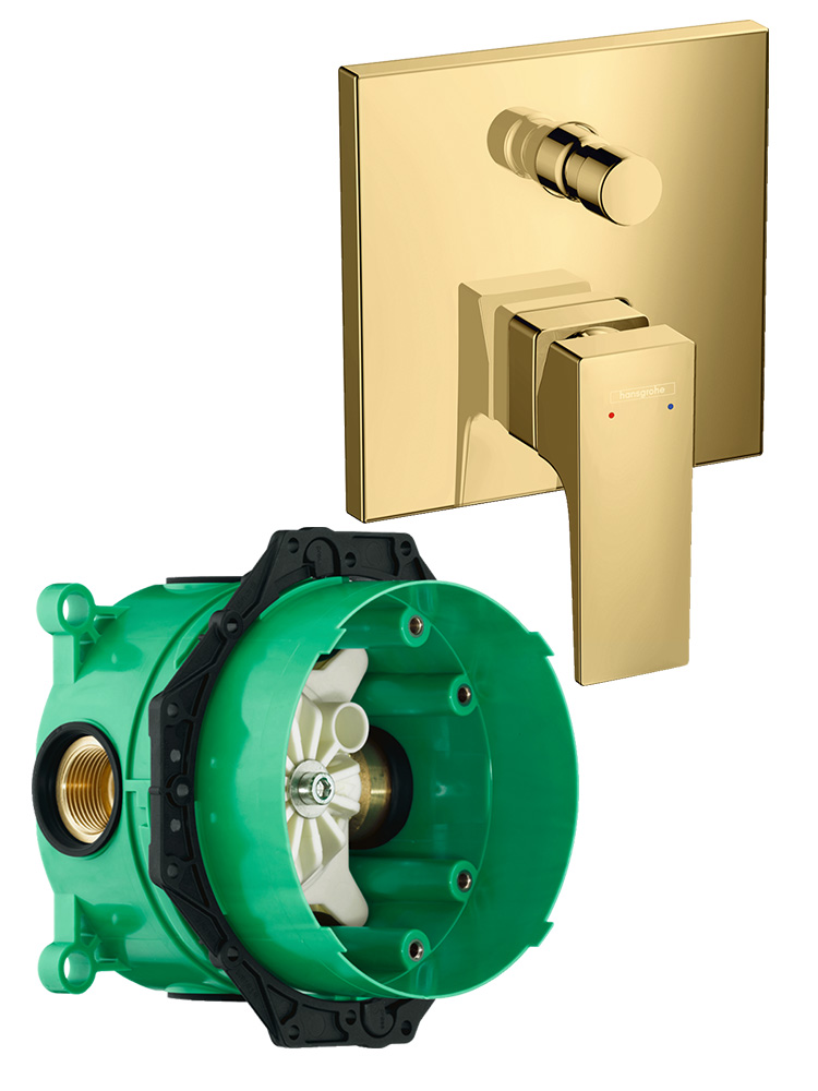 Комплект смесителя для ванны Hansgrohe Metropol скрытого монтажа полированное золото 32545990/01800180