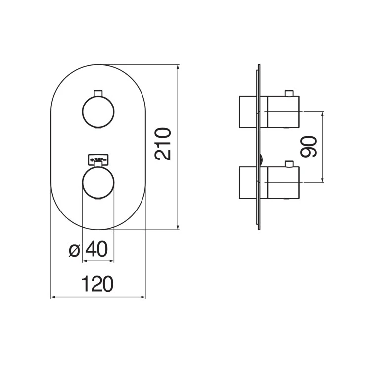 Смеситель для ванны термостатический Paffoni Live внешняя часть глянцевый черный WE00102/TFLP