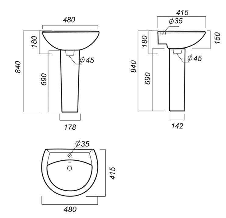 Пьедестал для умывальника Sanita Luxe Attica белый PD.FS/Attica/N/WHT.G/S1