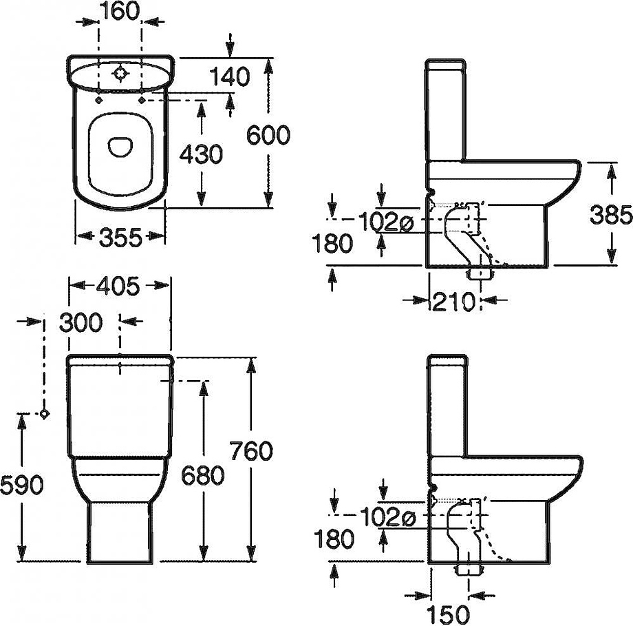 Чаша напольного унитаза под бачок Roca Dama Senso Compacto 342518000