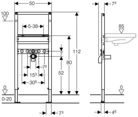 Инсталляция для раковины Geberit Duofix 112 см вертикальный смеситель 111.434.00.1