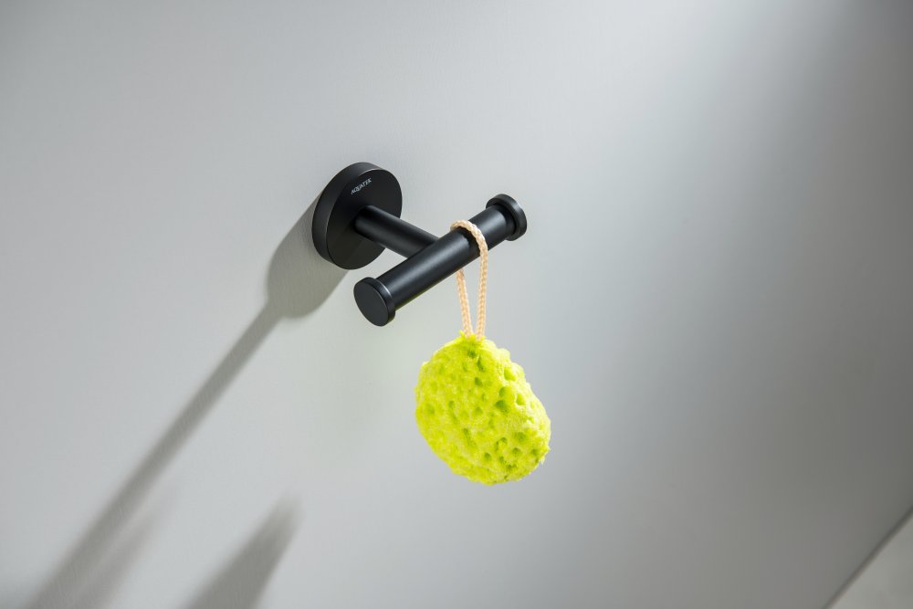 Крючок двойной Aquanet Оберон матовый черный AQ4202MB