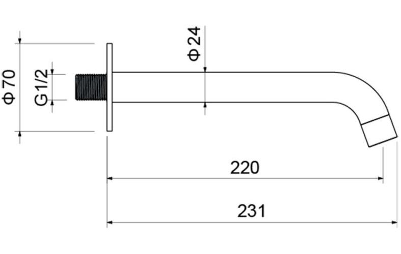 Излив для ванны Aquanet Европа 220 мм матовый черный AQ1341MB