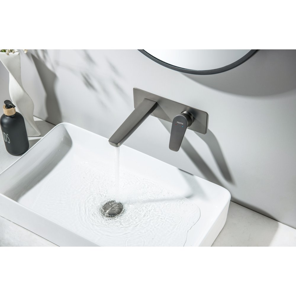 Смеситель для раковины AQUATEK БЕТТА настенный скрытого монтажа оружейная сталь AQ1113BGM