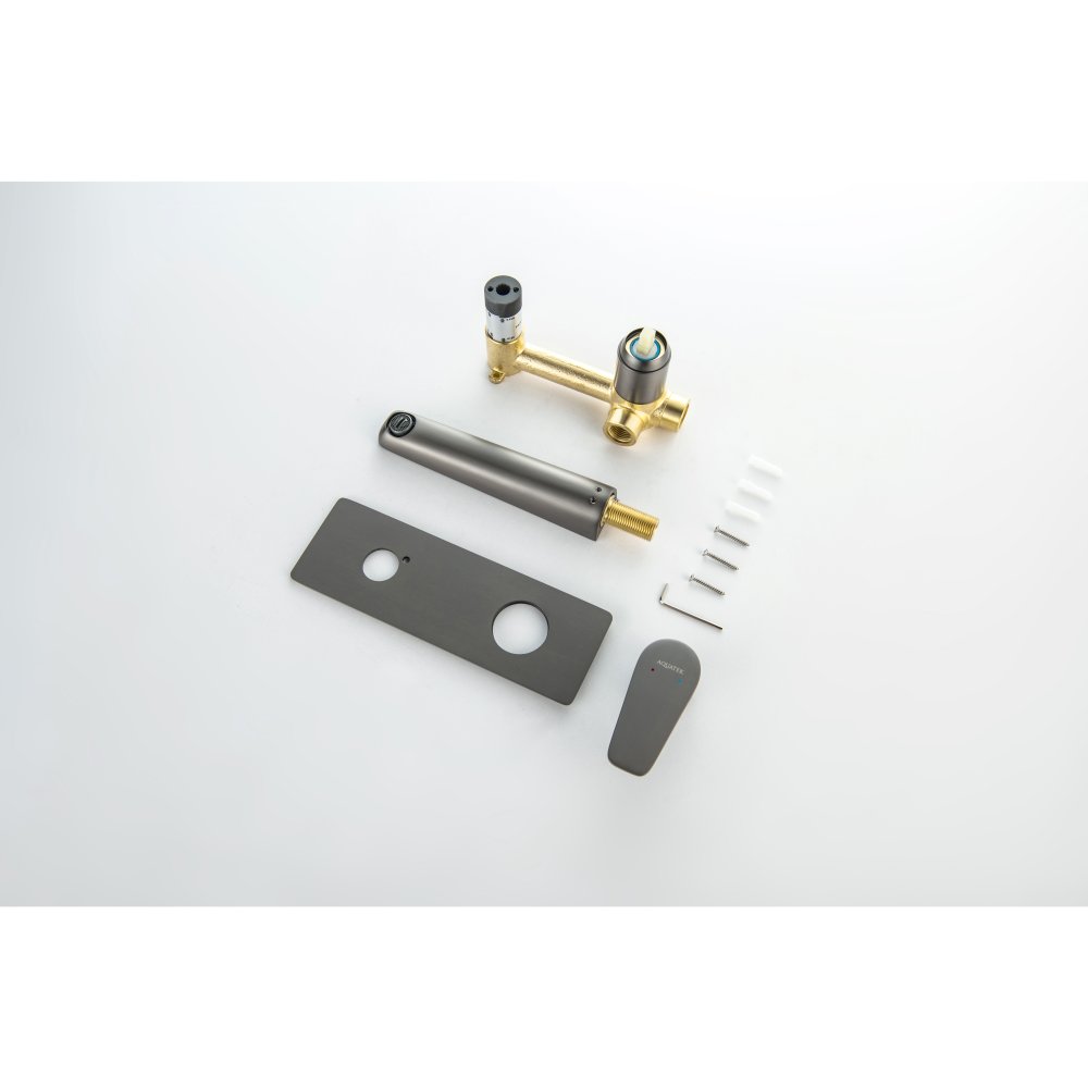 Смеситель для раковины AQUATEK БЕТТА настенный скрытого монтажа оружейная сталь AQ1113BGM