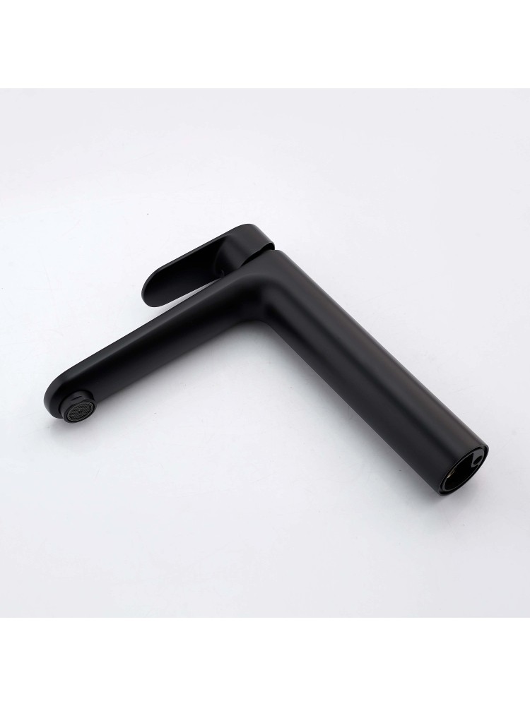 Смеситель для раковины Aquanet Ника высокий 190 мм без донного клапана матовый черный AQ1804MB