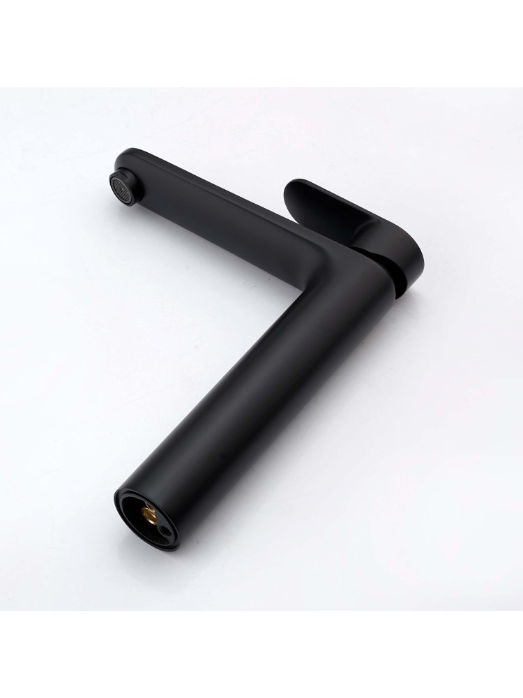 Смеситель для раковины Aquanet Ника высокий 190 мм без донного клапана матовый черный AQ1804MB