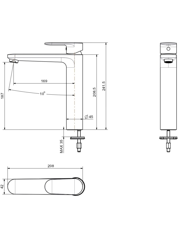 Смеситель для раковины Aquanet Ника высокий 190 мм без донного клапана хром AQ1804CR