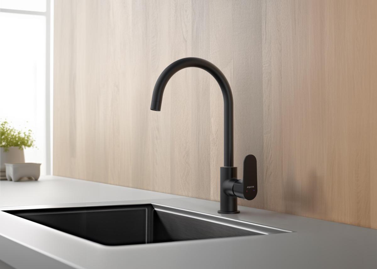 Смеситель для кухни Aquanet Oberon матовый черный AQ1282MB