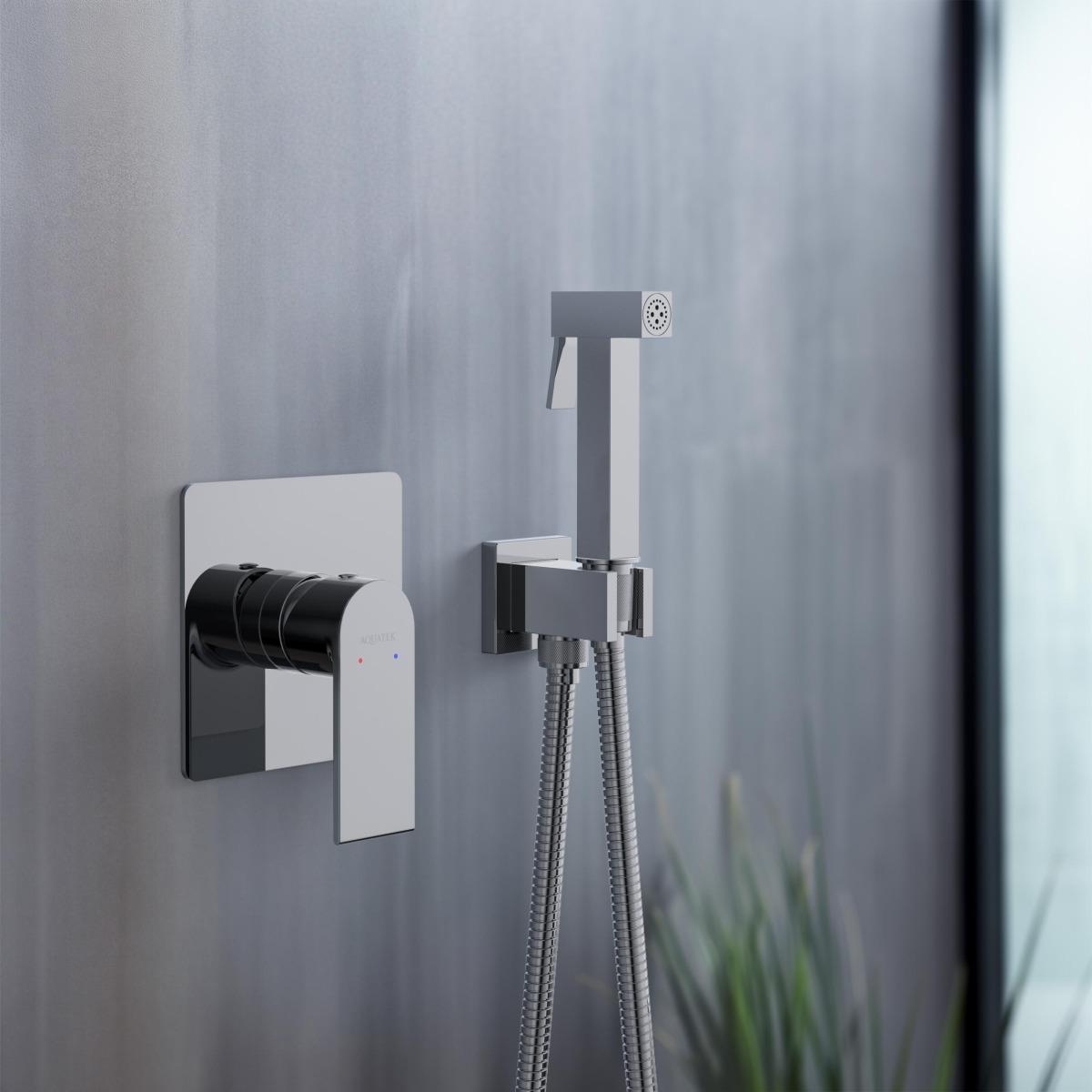 Набор с гигиеническим душем Aquanet Лира (смеситель, лейка, шланг, подсоединение) хром AQ1419CR