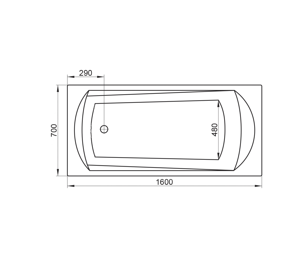 Ванна акриловая RAVAK Domino Plus 160х70 см C621R00000