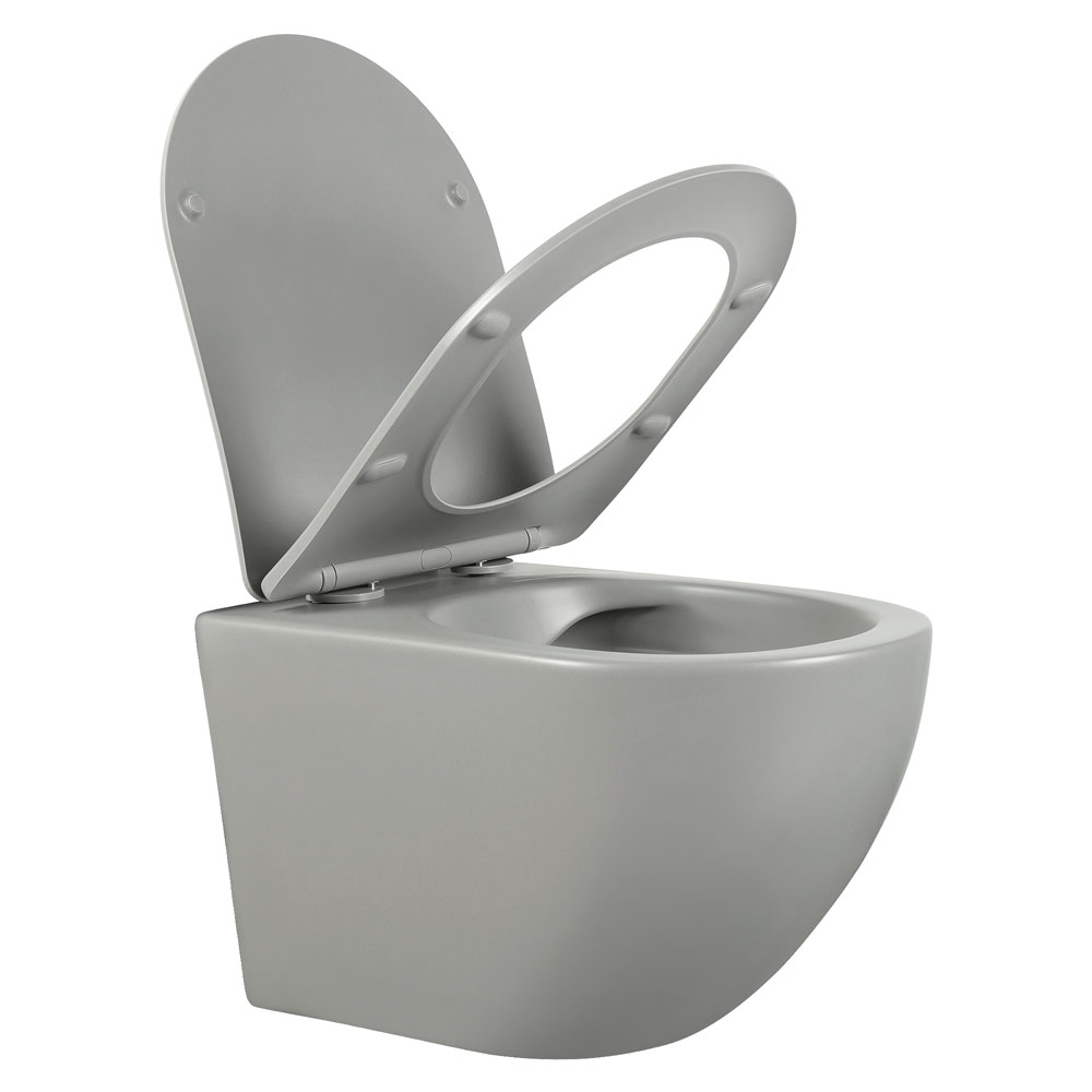 Унитаз подвесной безободковый Aquatek Европа 525х360х320 мм с сиденьем микролифт матовый серый AQ1901-MG