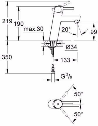 Смеситель для раковины GROHE Concetto M-Size средний излив гладкий корпус хром 23451001